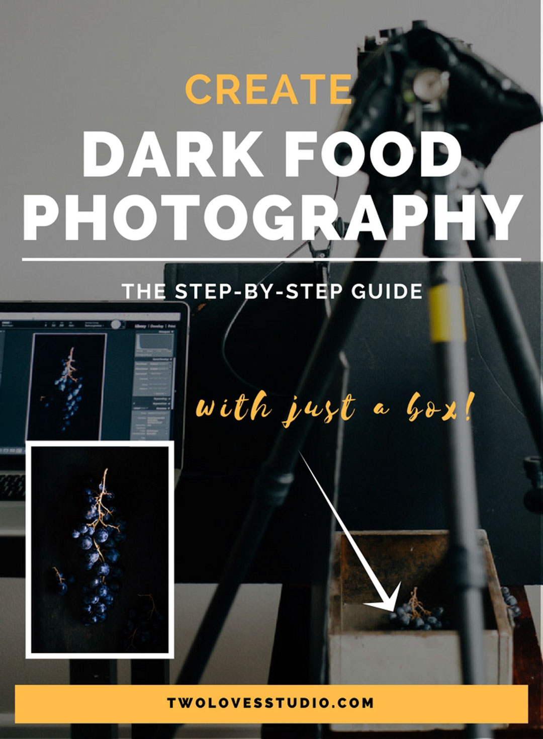 With just a box and some negative fill you can create dark food photography images. Click to read how to guide and behind the scenes images.