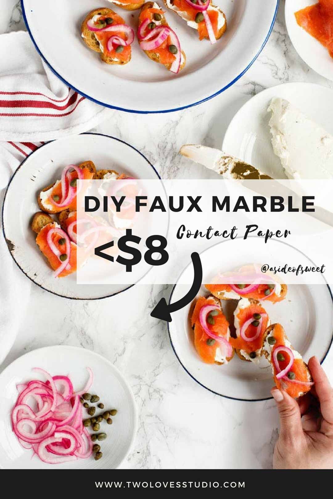 DIY Faux Marble Backgrounds for Food Photography <$30. Use these three super cheap ideas to make those marble food photography backgrounds of your dreams for a fraction of the price! Click to read.