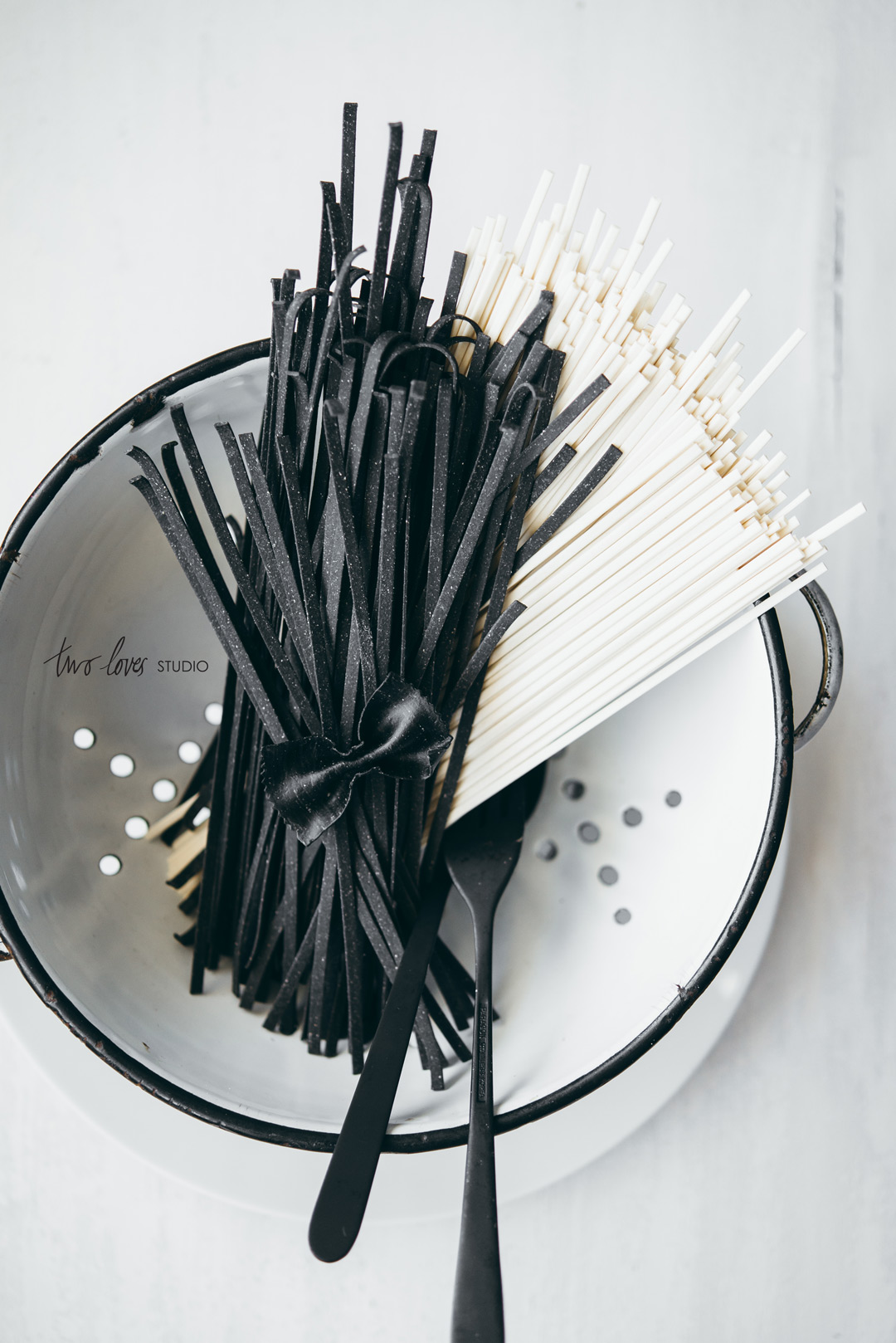 Two Loves Studio Black White Food Photography Pasta