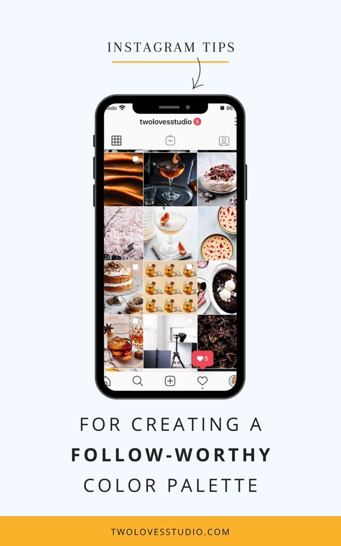 A picture of an iphone with a shot of a food photography instagram.