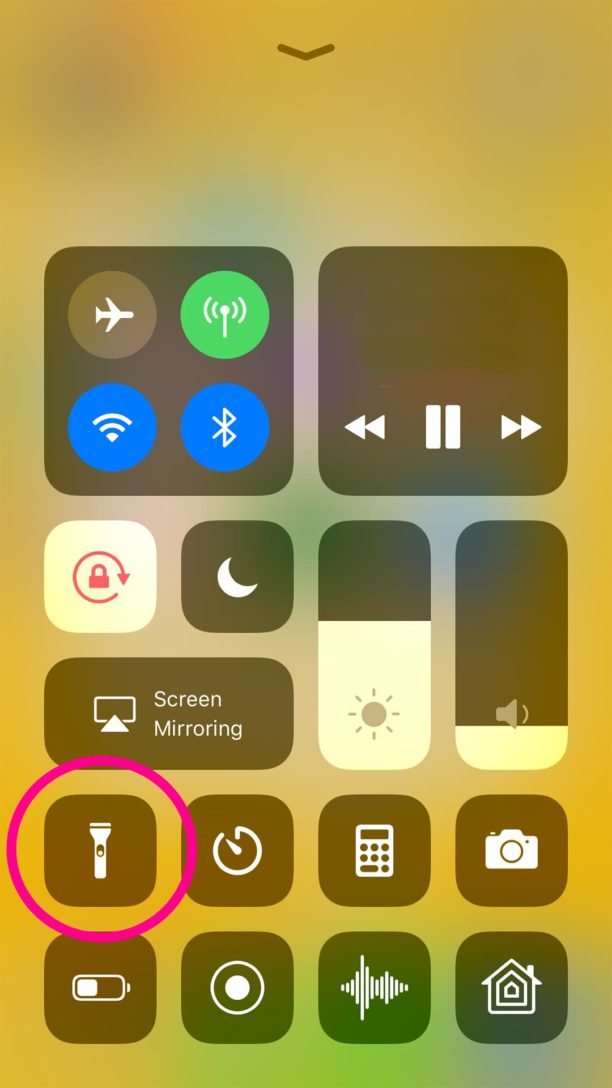 Flashlight on the iPhone screen example. 