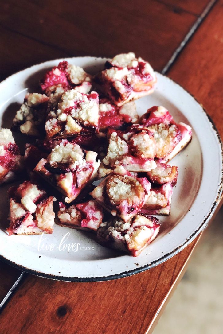 Slices of a dessert dish. 