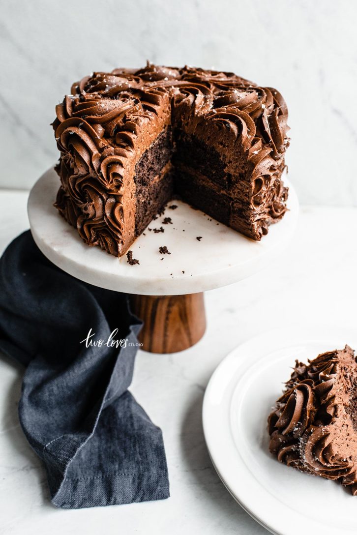 Two cakes on top of a cake stand with a slice cut out. Examples of types of lens distortions.