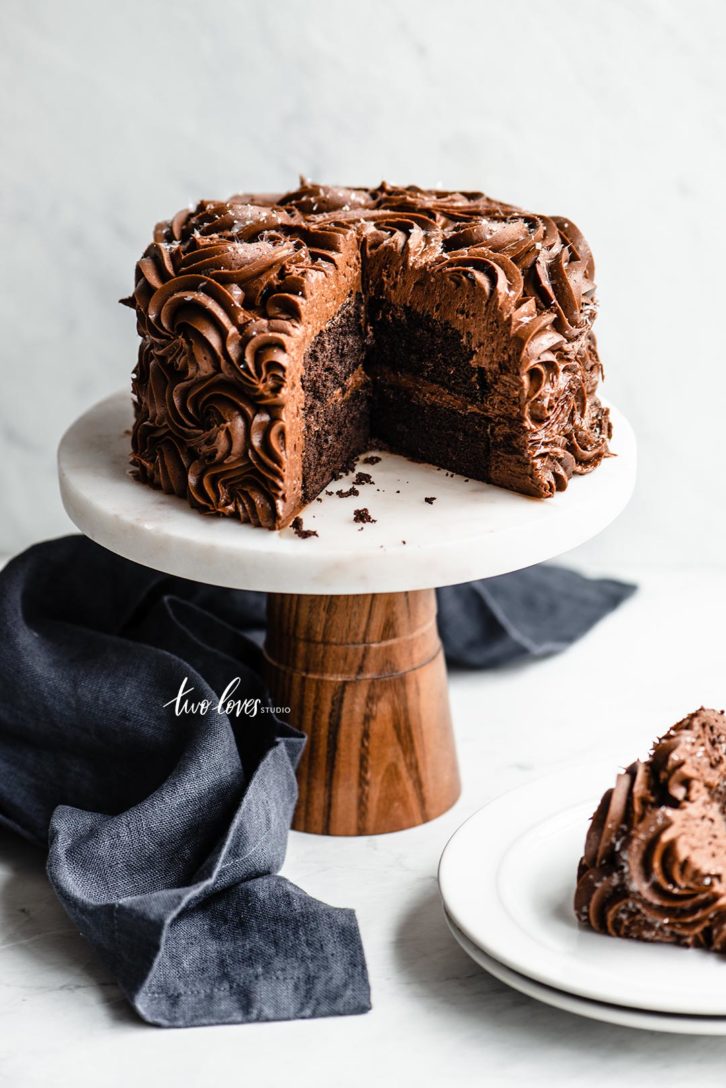 Two cakes on top of a cake stand with a slice cut out. Examples of types of lens distortions.