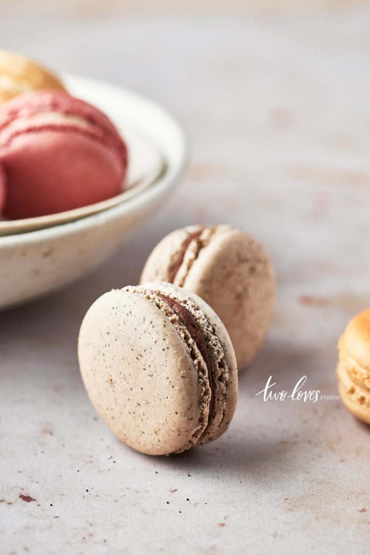 Macaroons in a white bowl
