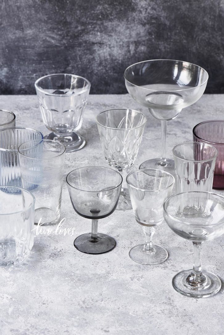 An assortment of glass wear for props