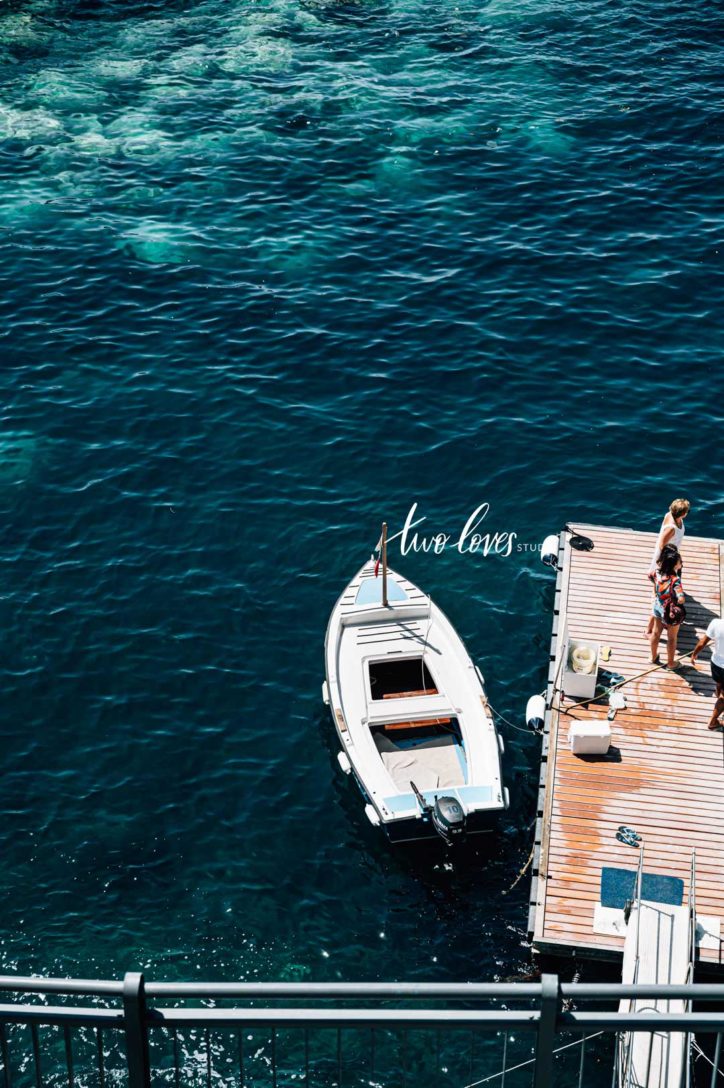 A boat on blue water