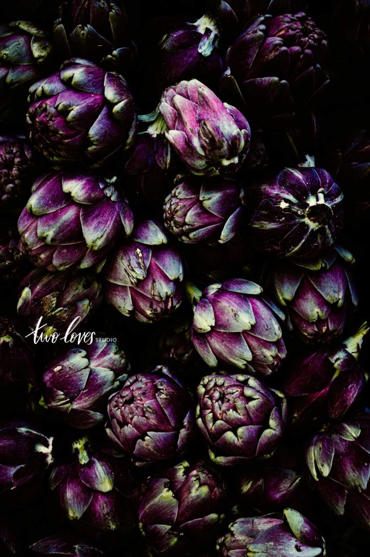 Purple artichoke hearts.