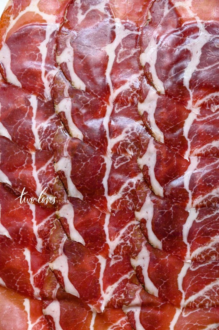 Close up shot of cured meat