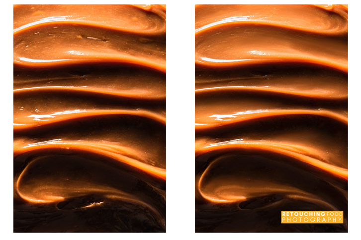 Caramel swirl side by side before and after shot.