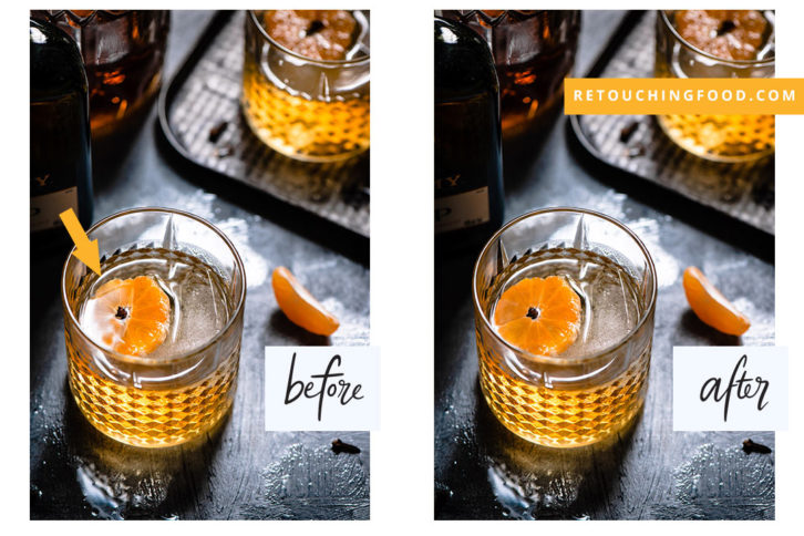 Whiskey Sour with clementine. Before and after photo.