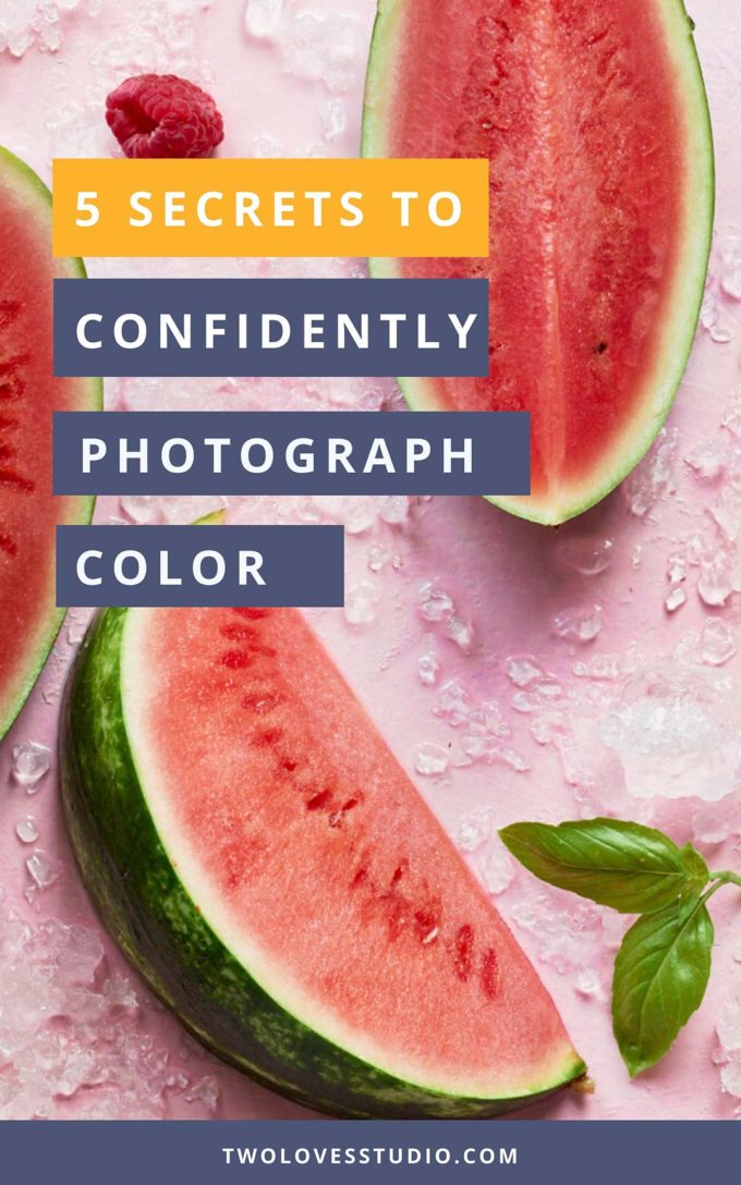 5 Secrets to Confidently Photograph Color. Flat-lay of whole watermelon cut into halves. 