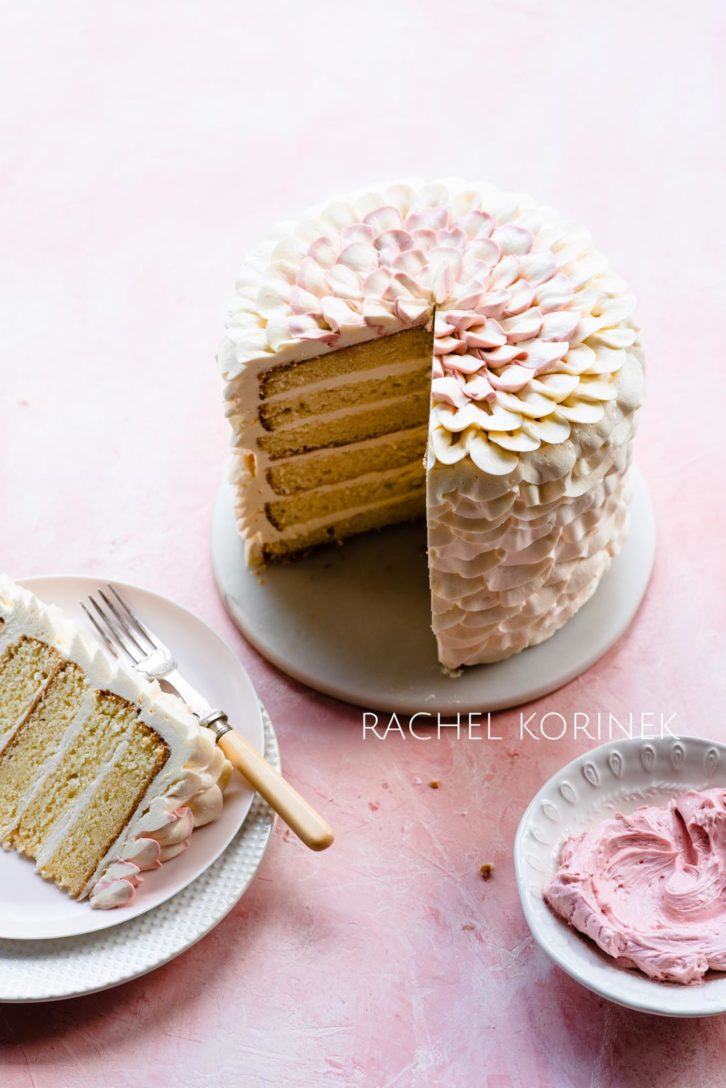 Vanilla layered cake with floral icing