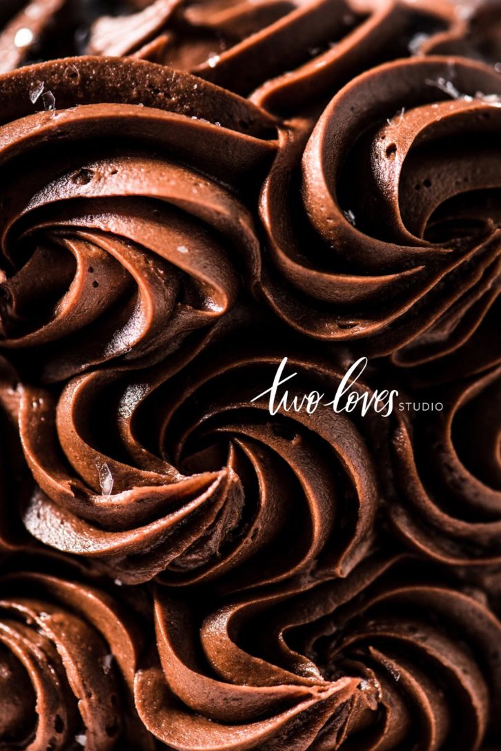 A macro shot of a chocolate swirl cake.