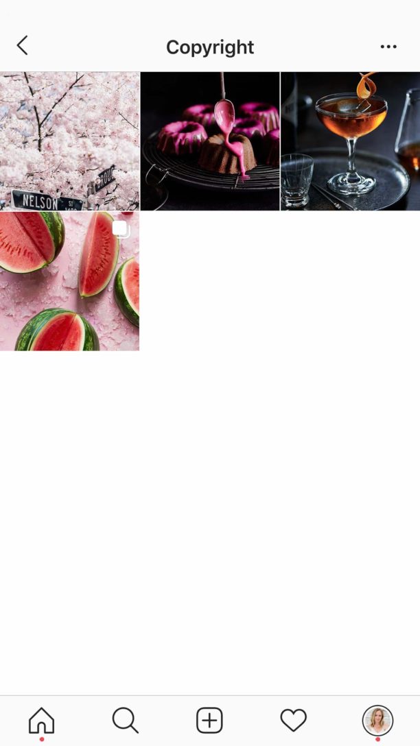 Shot of various images in an instagram collection, screenshot of the app.