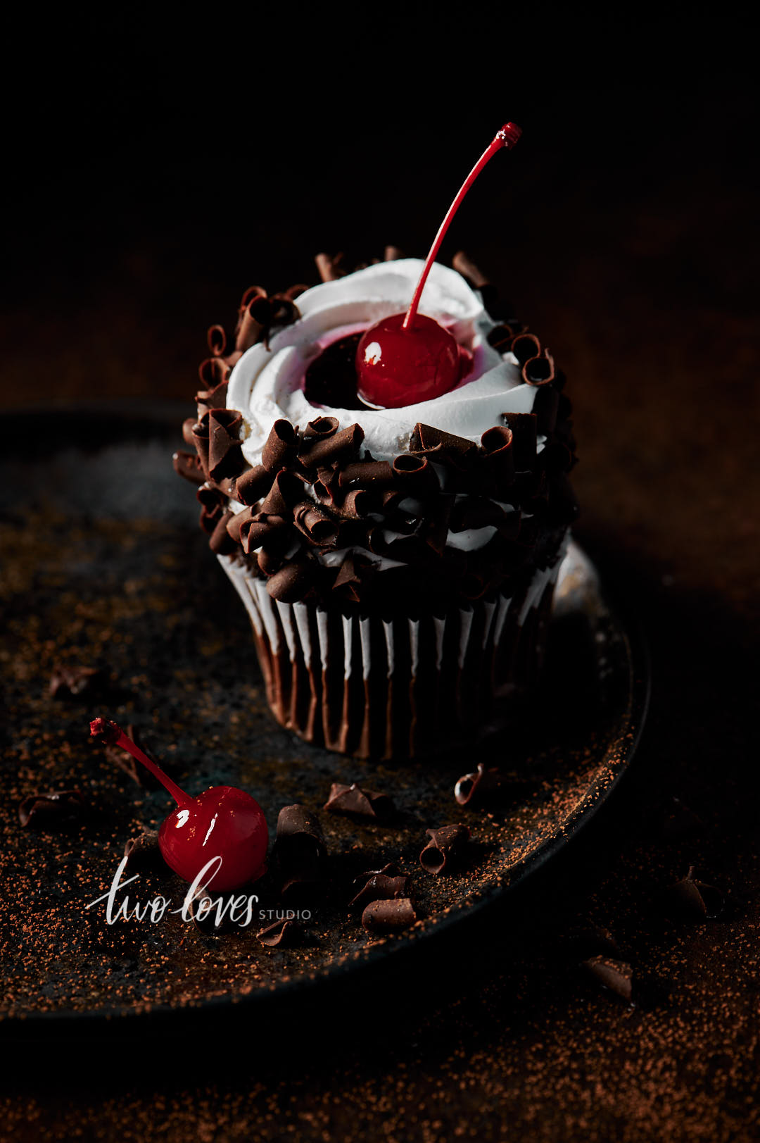 Simple One Light Photography Setup: Moody Black Forest Cupcake