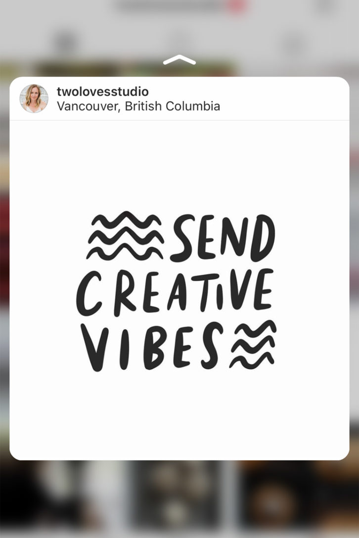 A quote: send creative vibes