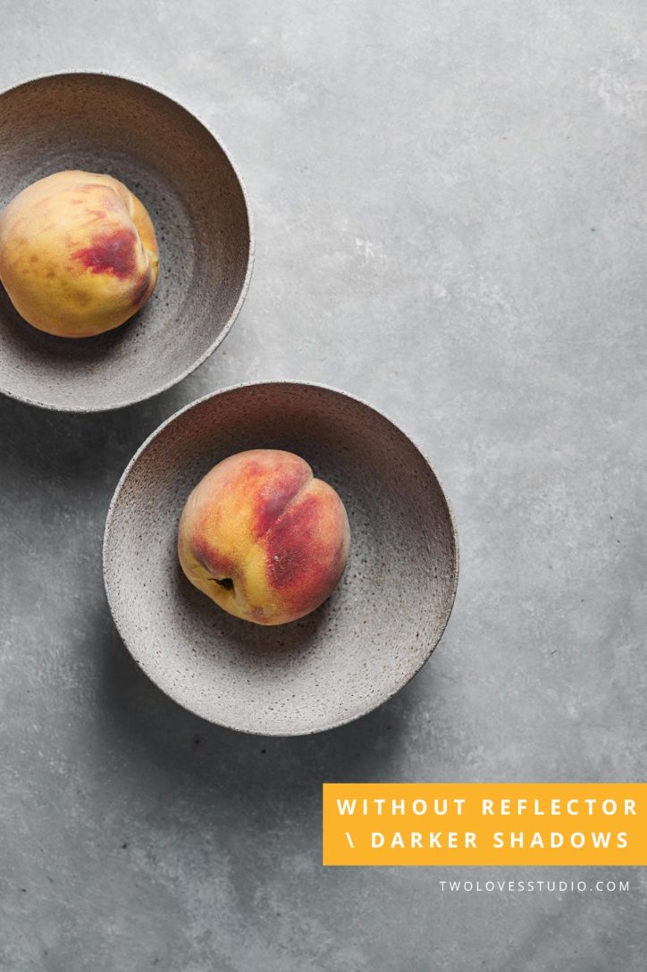 two bowls of a peach with dark shadows