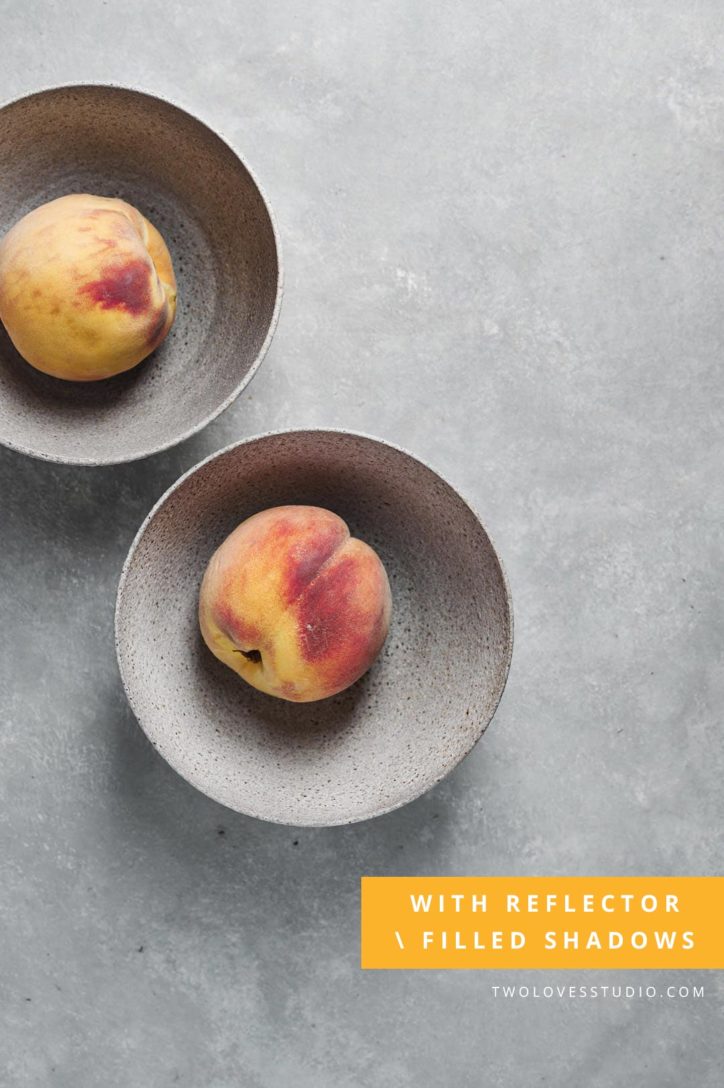 two bowls of a peach with soft shadows