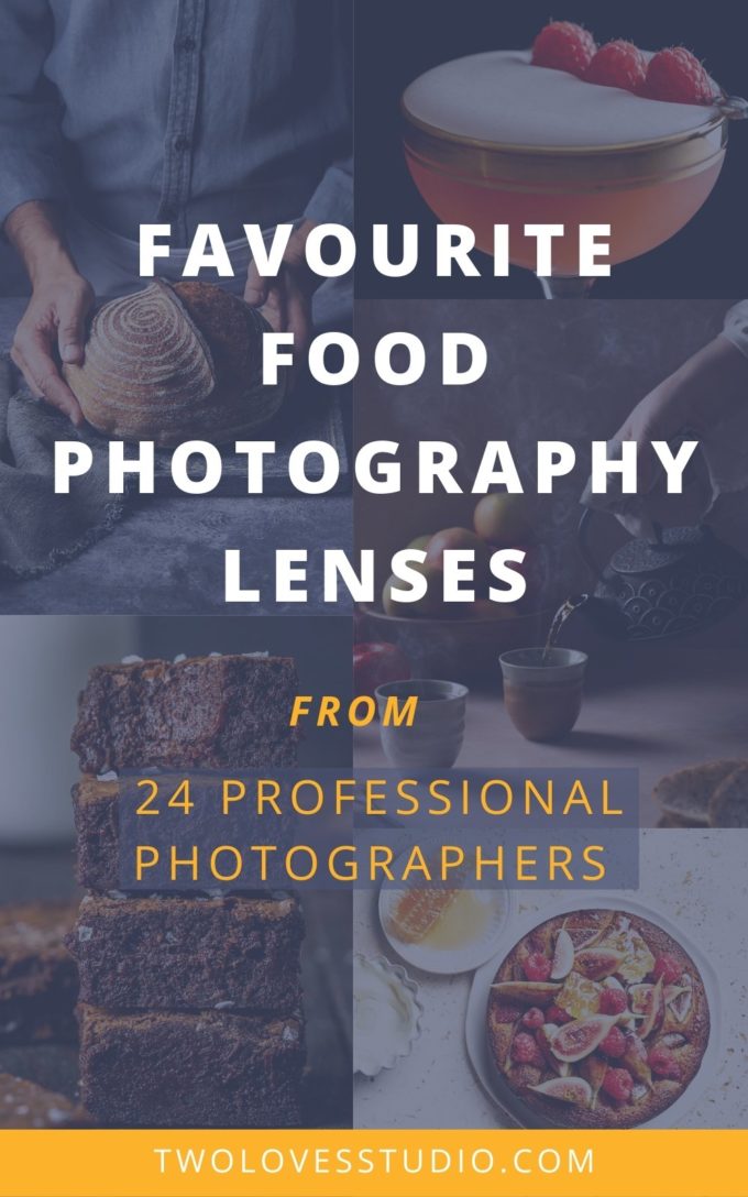 a collage of food photography images with the text favourite food photography lenses.