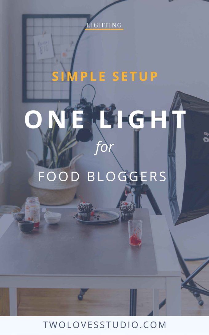 Simple light setup for food bloggers. One light setup with cupcakes on a table. 