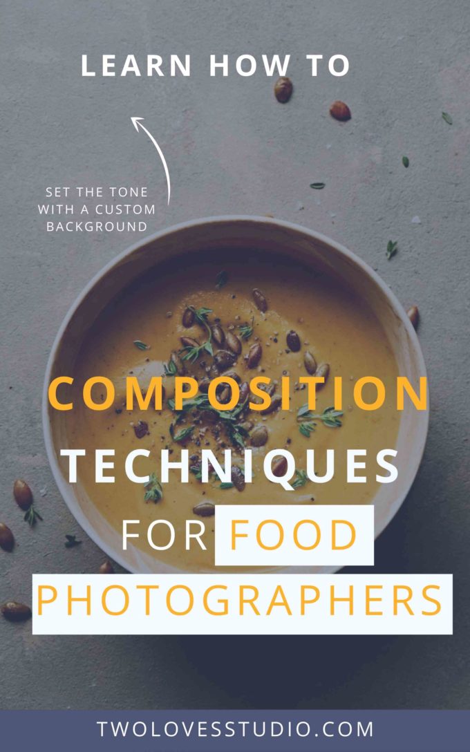 Composition in food photography techniques. A bowl of pumpkin soup with a marble background.