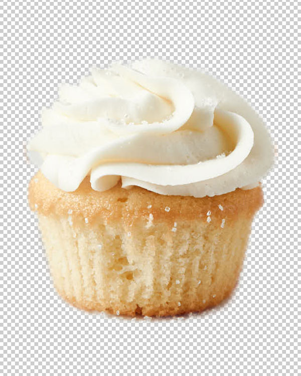 Cupcake on a transparent background checkerboard pattern.