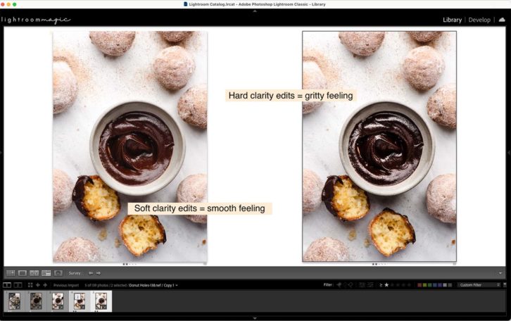 White background with sugar dusted donughts and dipping sauce.