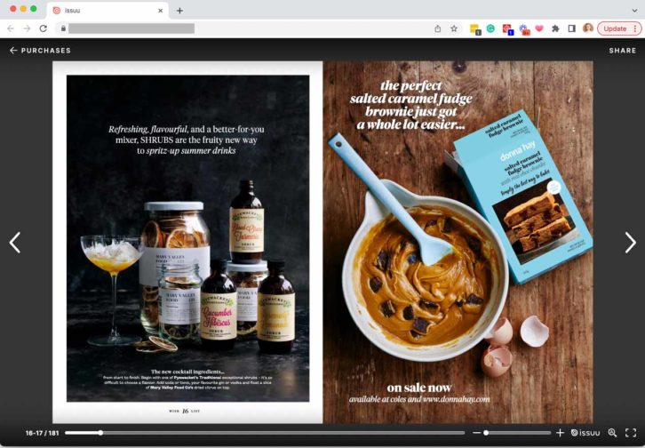 Screenshot of magazine showing product placement for advertorial spreads to help you licence your photos.