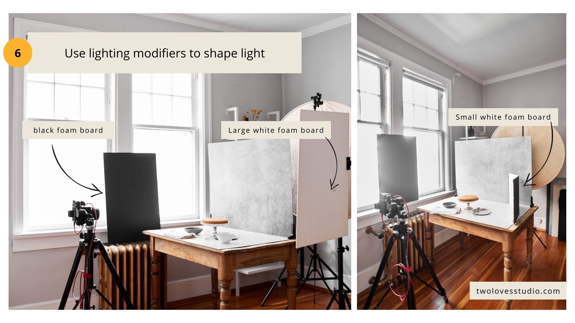 Behind the scenes of a home photography studio. With step by step instructions on how to setup a photoshoot.