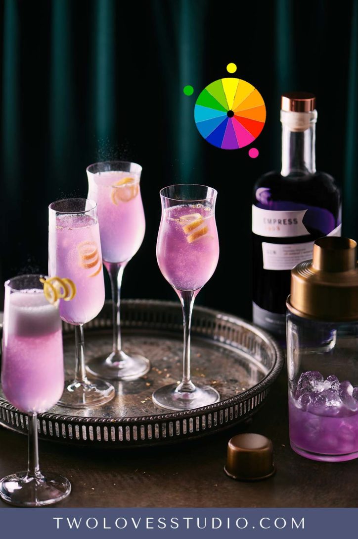 advanced color theories example. Pink gin empress french cocktails. 