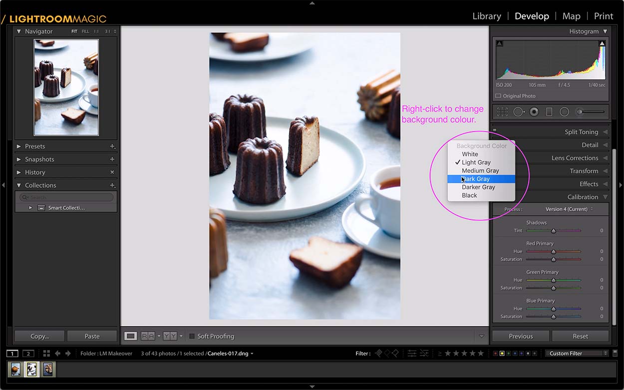 Changing colour helps proof images for colour correction in lightroom editing