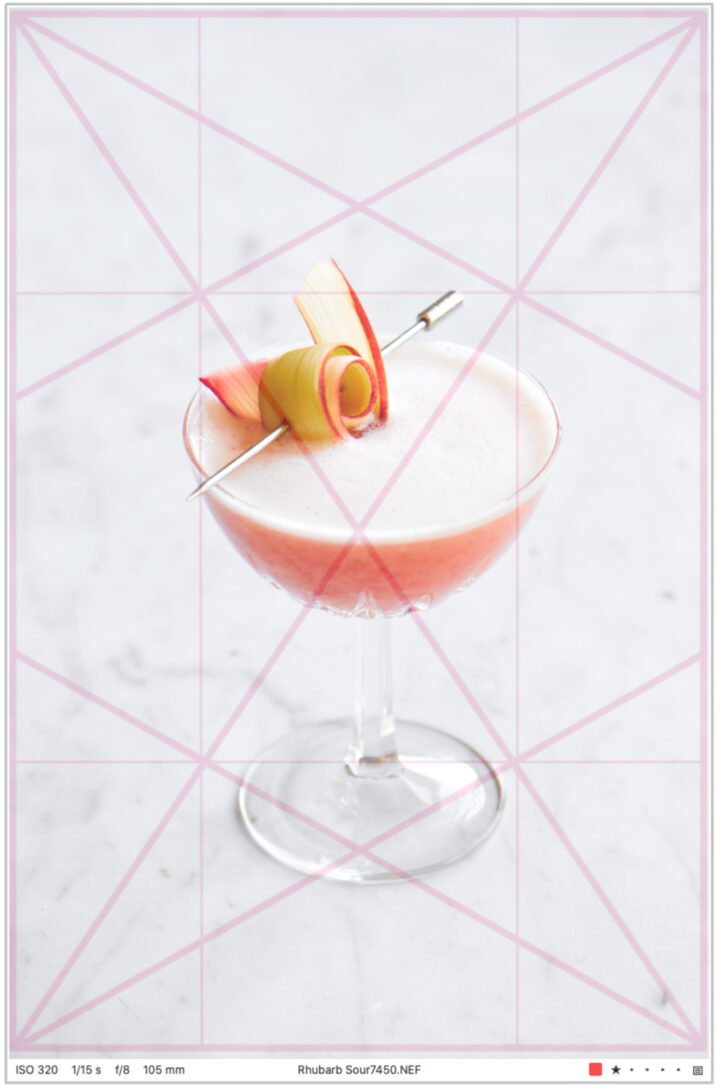 Rhubarb cocktail on a white background