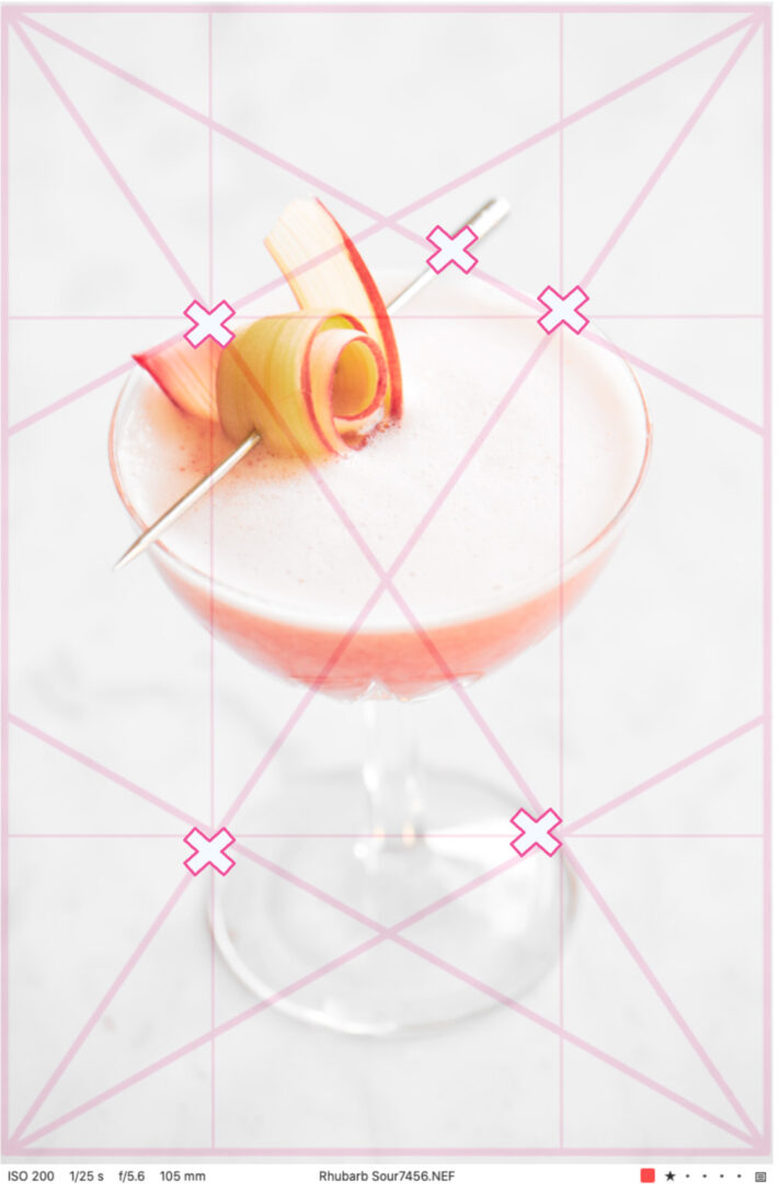 Rhubarb cocktail on a white background