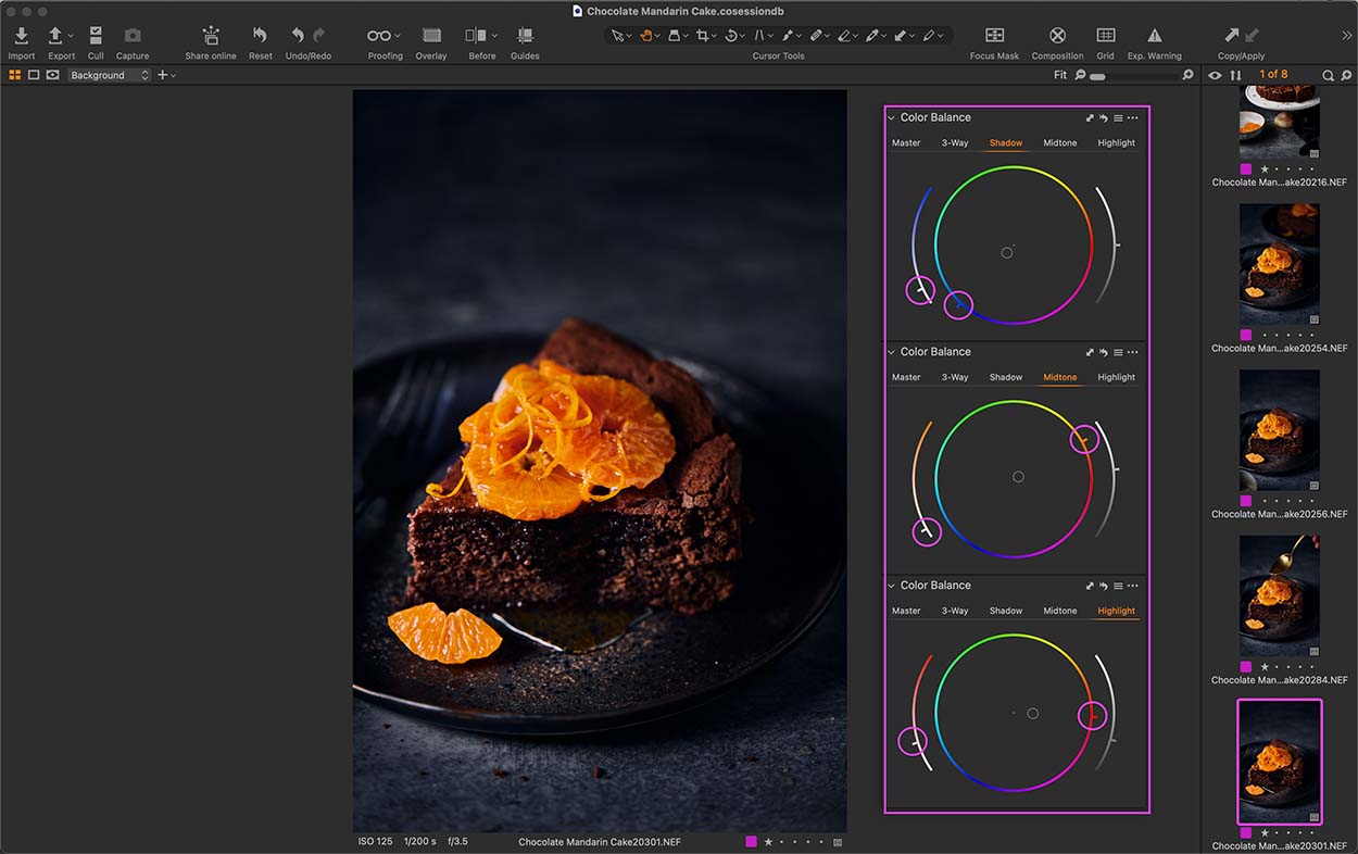 Screenshot of Capture One Color Balance Tool for color grading